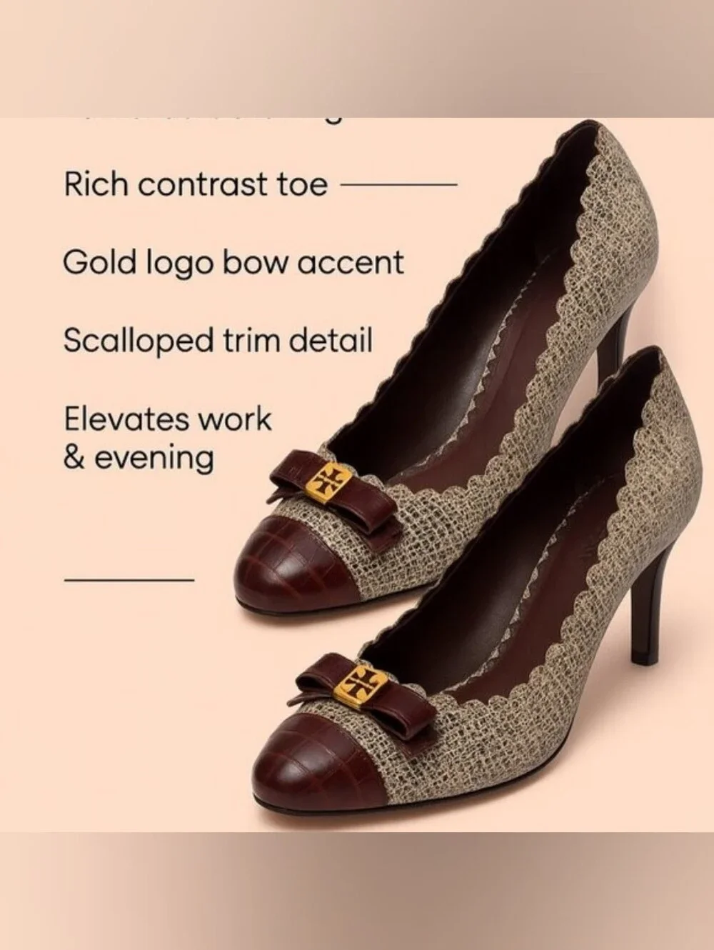 Tory Burch Scalloped Bow Accent Heels